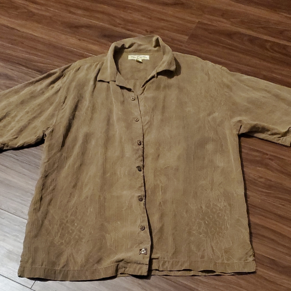 Tommy Bahama Brown 100% Silk Shirt - Picture 6 of 12